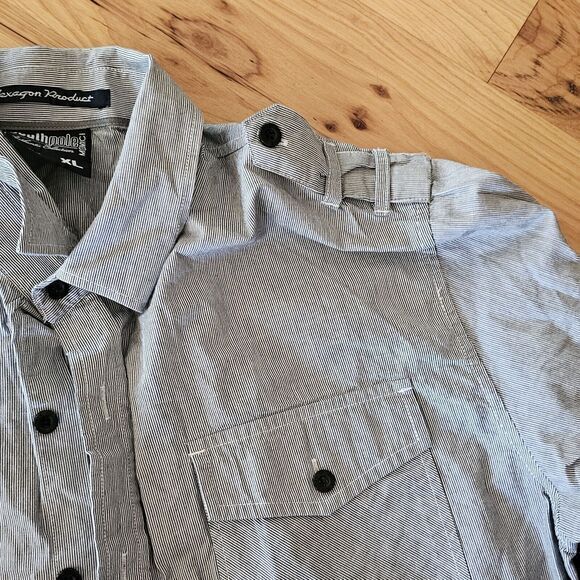 Southpole‎ Button Up VTG Shirt Men’s Sz XL Roll Tab Long Sleeve Striped - Picture 4 of 6